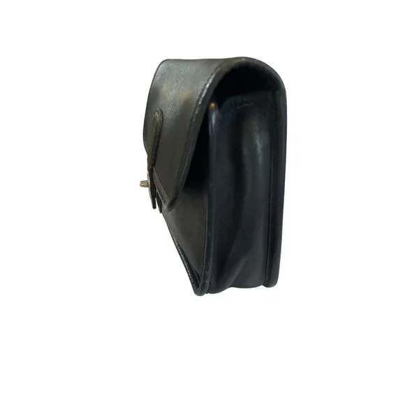 Vtg Coach 9832 Black Leather Turnlock Clutch Handbag Brushed Nickel Hardware - Picture 5 of 11